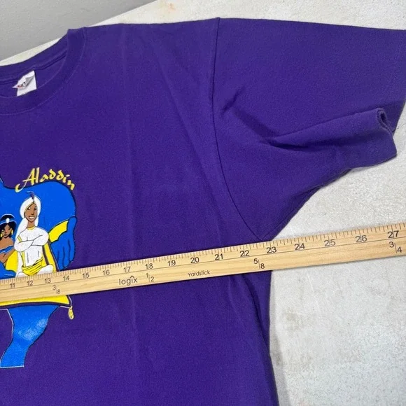 Vintage Anvil Aladdin Movie Cast Crew T-Shirt Purple Mens XL Disney - Picture 11 of 12